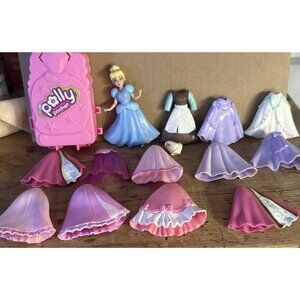16 Lot Polly Pocket 2009 Cinderella Doll Stretch Clothes Skirts 2006 Case